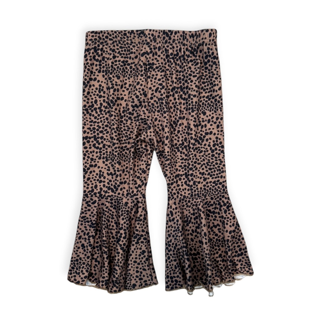 Bailey's Blossoms Toddler Girls Leopard Print Bell Bottom Ruffle Leggings 2T